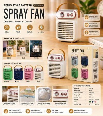 Retro Portable Mist Spray Fan
