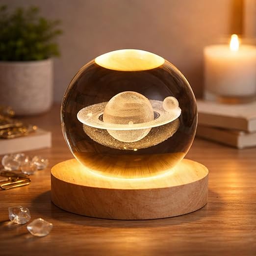 3D Saturn Crystal Globe Lamp