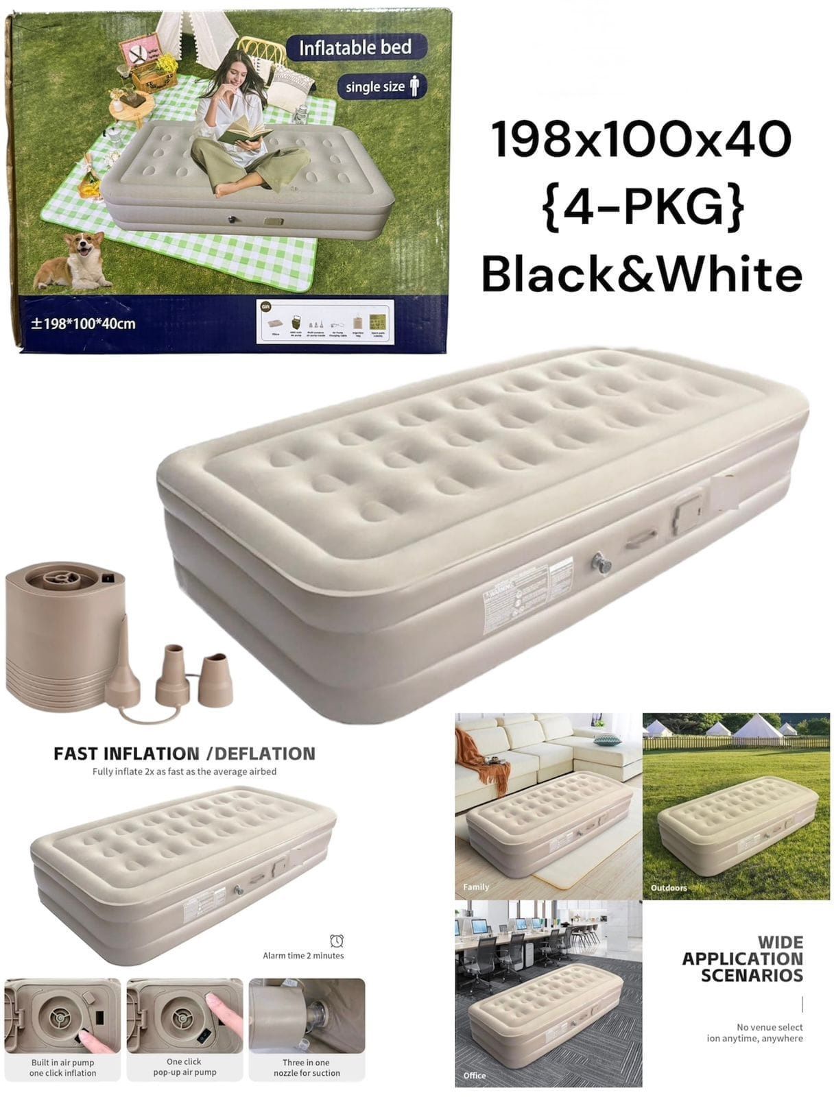 Premium Self-Inflating Air Mattress with Built-in Pump