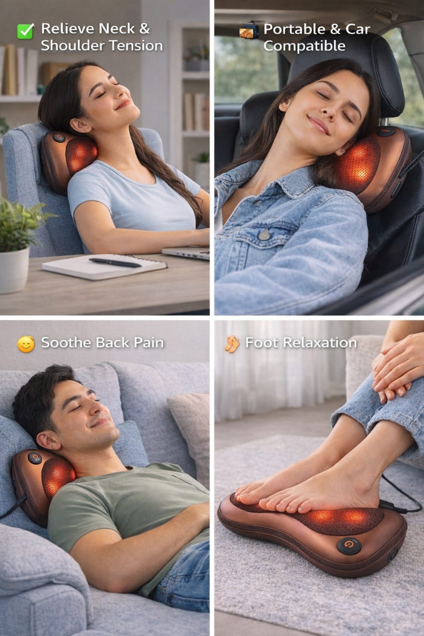 Shiatsu Heating Massage Pillow – Deep Tissue Relief Anytime, Anywhere